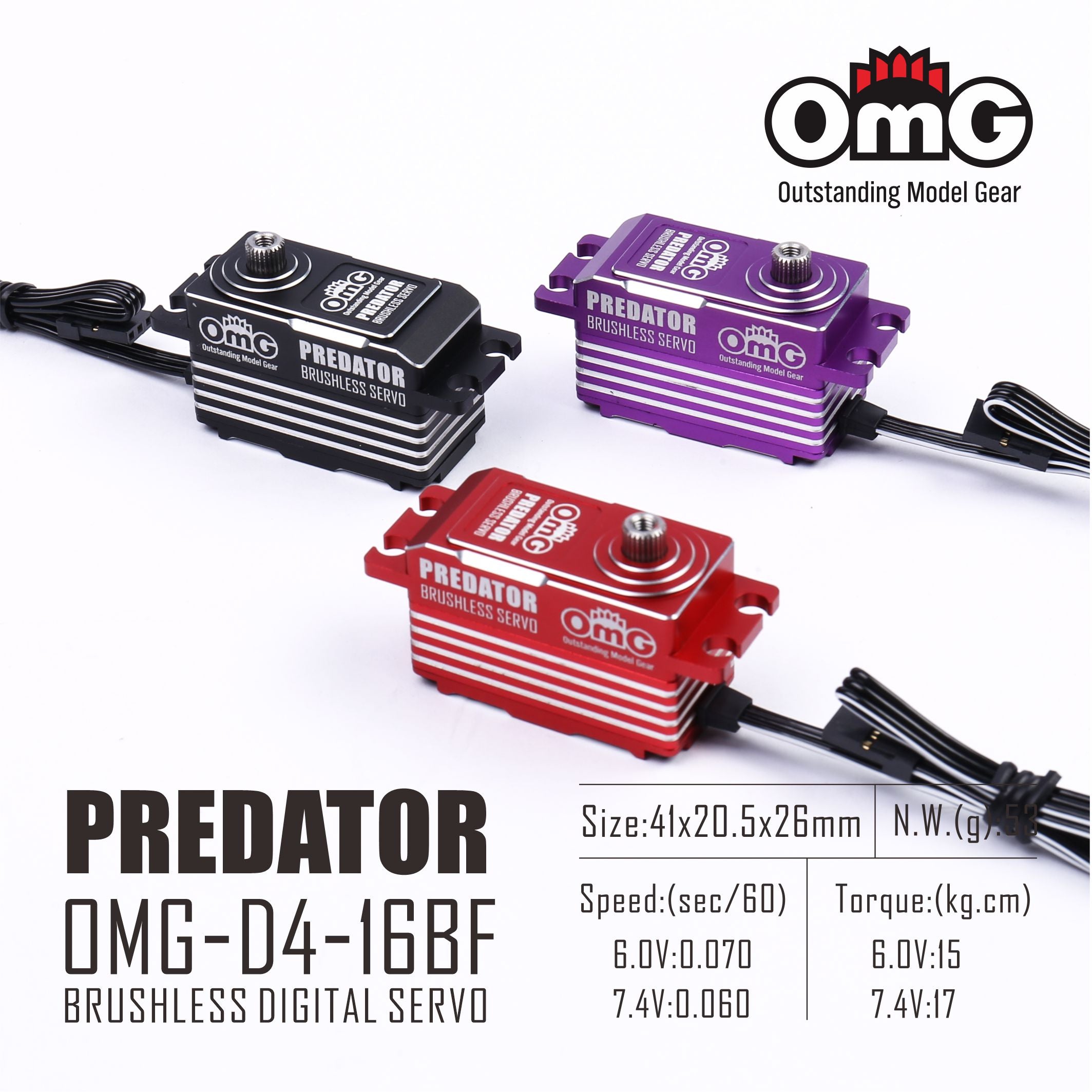 OmG PREDATOR Low profile high torque brushless metal servo